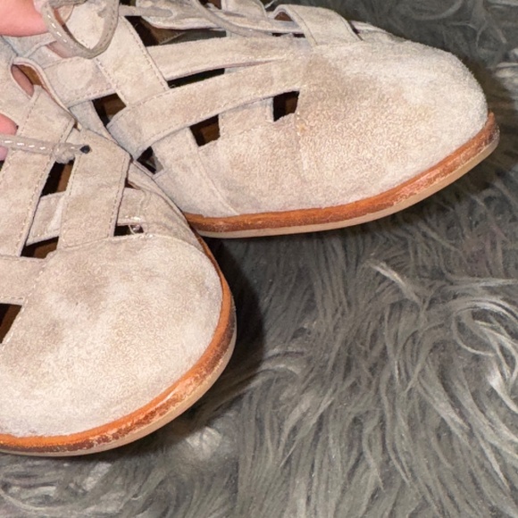 EUC Jeffrey Campbell Anthropologie Canela Woven Oxfords Tie Front Beige Size 9 - Picture 6 of 12